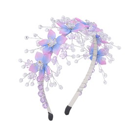 IYOU Floral Wedding Headbands Purple Sparkly Crystal Headpiece Birthday Bridal Wedding Hair Hoop for Flower Girls