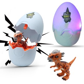 Wekity - Huevos para incubación de dinosaurio, huevos de dinosaurio, luz LED y sonido, juguete educativo creativo, regalo de fiesta de Pascua, cumpleaños para niños (Ceratosauru)