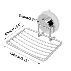 Suction Cup Soap Dish Holder, No Drilling Removable Stainless Steel Bar Soap Sponge Holder Wall Mounted for Shower, Bathroom and Kitchen Sink