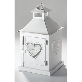 Shabby chic metal lantern in heart design