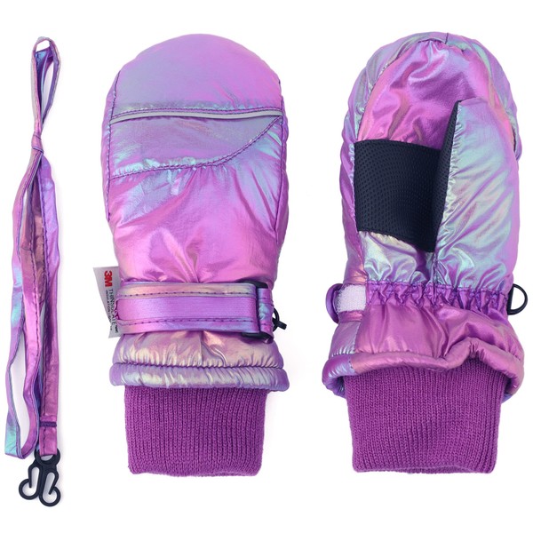 F Flammi Toddler Kids Snow Mittens with String Waterproof Ski