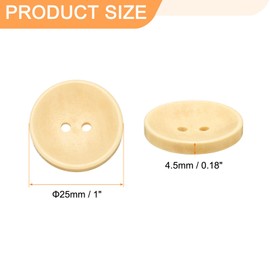 sourcing map 10pcs 40L Wooden Sewing Button 1"(25mm) 2 Holes Wood Round Craft Replacement Buttons for Clothing DIY Crafts Decoration, Natural Wood