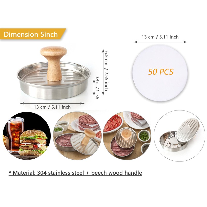 Burger Press 5" and 3" Suitable for Kids Burgers Size,