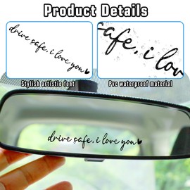 4 Pcs Drive Safe I Love You Rearview Mirror Sticker, Car Stickers for Women, Funny Car Stickers, Car Window Stickers, I Love You Drive Safe Car Mirror Decals for Windows Water Bottles Car Rearview