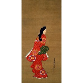 Painting Wallpaper Poster Removable Self Stick and Beautiful Lady Figure 菱川 師宣 17 Century Pretty Bubble Painting Japanese Woodblock Prints of Aristotle Tokyo National Museum Character Black K – HMN – 001s2 291 mm × For Architectural Wallpaper Weather Res