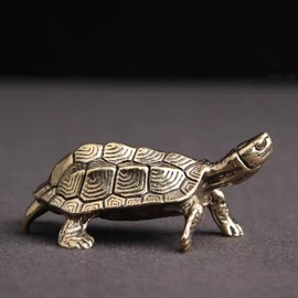 PIGPIGFLY Small Brass Figurine, Retro Brass Mini Statue,Creative Cute Animal Crafts Figurine,Decoration(Turtle)