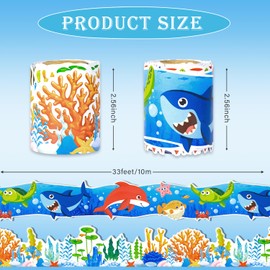 66ft 2 Rolls Under The Sea Bulletin Board Borders Ocean Animal Creatures Theme Print Border Trim for School Classroom Blackboard Chalkboard Sea Animals Fish Marine Plants Themed Decoration Wall Decor