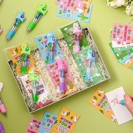 24 Sets End of the Year Gifts from Teacher Llama 4-in-1 Ballpoint Pens with Positive Cards Student Gift from Teacher Bulk End of Year Gifts for Students Congrats Grad Prizes Goodie Bags Stuffers