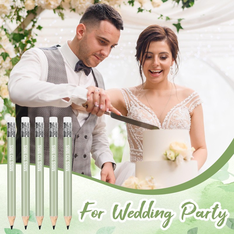 FYSUIMU 48Pcs Bridal Shower Half Pencils with Erasers re Sharpened