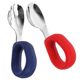 Gatuida 1 Set Fork and Spoon Set Stainless Steel Cutlery Short Handle Design Safe for Boy Girl Portable Dining Utensils for Home Use for Parents