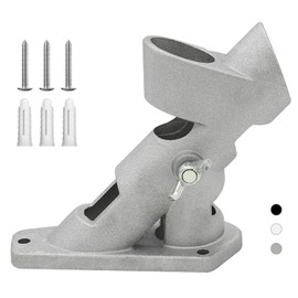 CQ Garden Flag Pole Holder for Outside House, 1.2~1.3 inch Diameter Aluminum Flag Pole Holder, 1.25 (1 1/4) Inch Flag Pole Bracket, 2-Position Flag Pole Mount (Silver)