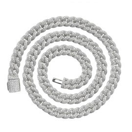 LuxeFlex Prong Cuban Link Chain for Men and Women, 14K Gold/White Gold Plated, 5A Zircon Iced Out Cuban Link Necklace, Diamond CZ Rapper Miami Hip Hop Jewelry, 16 Inches(women size), Gold Plated