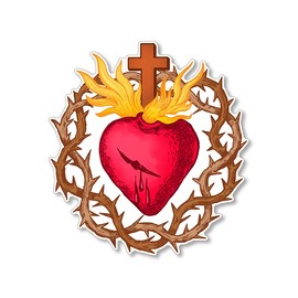 Sacred Heart Sticker (Crown of Thorns God Love Catholic Decal Christian Vinyl for Cars, Trucks, Laptop (3 inch)