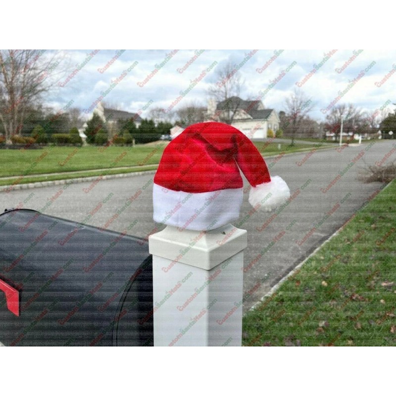 CustomSantaHats.com Outdoor Mini Santa Hat for Mailbox Cap 4x4 Christmas
