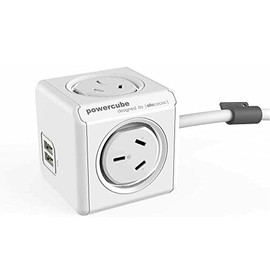 Allocacoc Extended USB 4xOutlets+2 USB Powercube with 1.5 Meter Cord, White