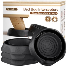 Bed Bug Interceptors, 4 Pack Bed Bug Traps, Insect Detector for Bed, Sofa & All Furniture. 24/7 Monitor, 360° Protection for Your Family's Peaceful Sleep, Black