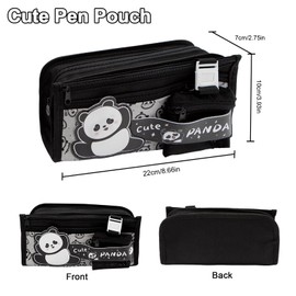 LJCZKA Cute Panda Pencil Case Large Capacity for Girls Boys, Pencil Pouch with Compartments Panda Stationery for Office College School