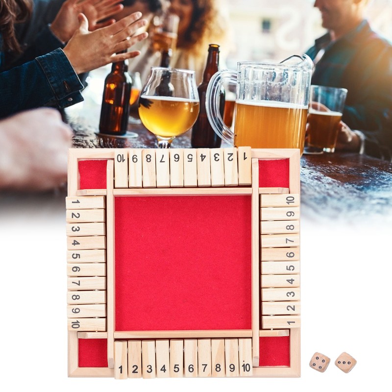 Wooden Number Board Dices Game Set Toy for 4 People