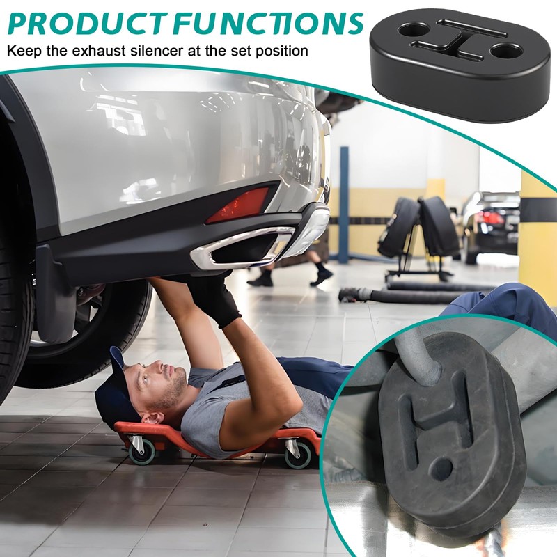 4PCS Exhaust Rubber Mounts,12mm 2 Hole Car Exhaust Hanger Bracket,Universal