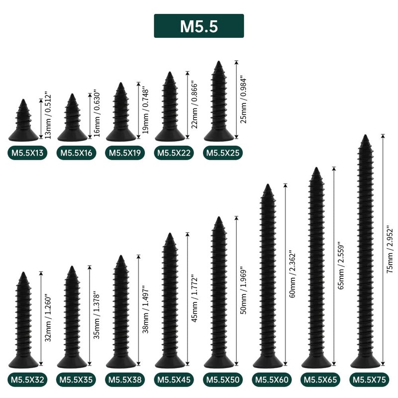 #12 x 1-1/4" Flat Head Wood Screws (50 pcs), 18-8