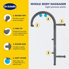 Dr. Scholl’s Body Massage Cane with 8 Pressure Massage Points, Massager Stick for Hard-to-Reach Areas, Handheld Massager for Back, Neck, Shoulders, Legs, and Feet, Deep Tissue Relaxation