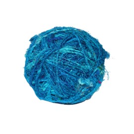 Recycled Sari Silk Yarn - Worsted Yarn - Aqua Blue 60 Yards, 100 Grams, 1 Gum Ball