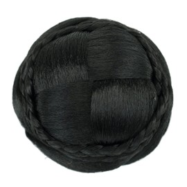 IMISSU Dancer Braided Chignon Hair Cover Doughnuts Hairpieces Scrunchie Hair Bun Wig Updo at Wedding Party (M2 Black)