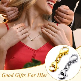 Pack of 10 Chain Clasp, Silver Double Opening Lobster Clasp, Bracelet Connector, Extender, Necklace, Shortener Clasp, Extender, Lobster Buckle for DIY Jewellery, Bracelets, Necklaces, Silver