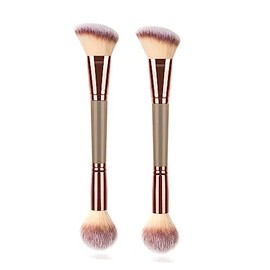 Paquete de 2 Brochas de Maquillaje de Doble Punta para Contorno, Mezclar y Broncear - Brocha Angular para Base y Brocha Correctora - Cabello Premium Luxe para Una Aplicación Perfecta de Maquill