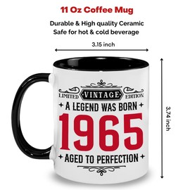 Vintage 1965 Mug - Ideas for 60th Birthday Gifts for Men Women, 60 Year Old Gifts For Men Women, 1965 Sixty Birthday, Turning 60 Gifts For Man, Dad, Husband, 60th Birthday Cups