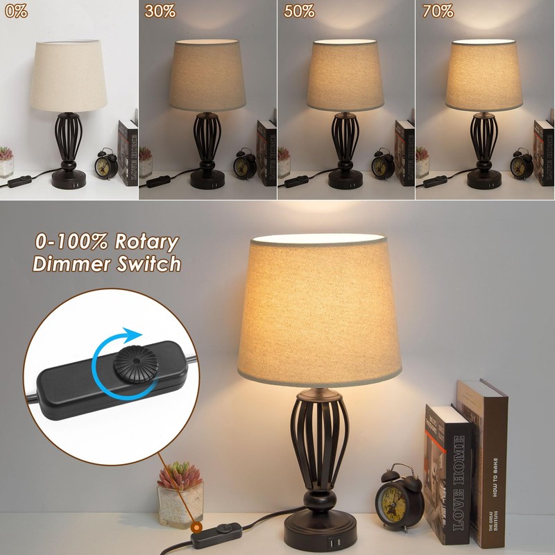 Inline Switch 2 Pack, Full Range Rotary Dimmer, Black Cord