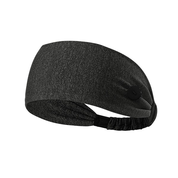 Hanna Roberts Headband with Buttons for Face Masks and Covers, Stretchy and Elastic (Dark Grey)