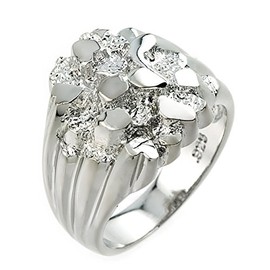 Polished 925 Sterling Silver Nugget Ring for Men Size - 6
