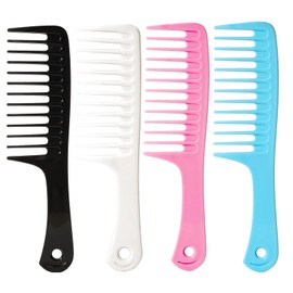 Fgail 4PCS Wide Tooth Comb for Curls, Large Tooth Detangling Comb for Women & Men Wet & Dry Curly Hair(Blue+Pink+Black+White)