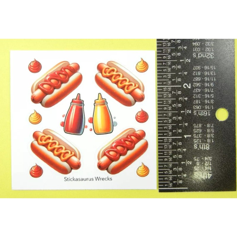 Stickasaurus Wrecks Hot Dogs Mini Sticker Sheet