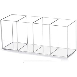 Timotech Organizador Acrílico Transparente con 4 compartimentos, Portalápices de Escritorio Moderno para Lápices,Separador de Maquillaje, Brochas, Div