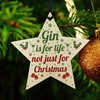 RED OCEAN Funny Gin Novelty Tree Bauble Decoration Wooden Star