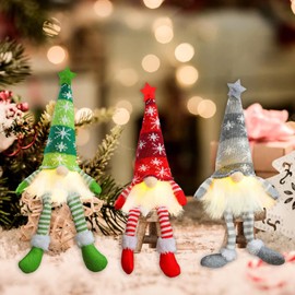 GothicBride Pack of 3 35 cm High Gnome Christmas Decoration Illuminated Party Christmas Tree Decoration Gifts