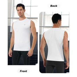 Runhit 3 Pack Sleeveless Compression Shirt Men Workout Athletic Tank Top Lightweight Sports Base Layer Undershirt for Running Basketball White/White/White L
