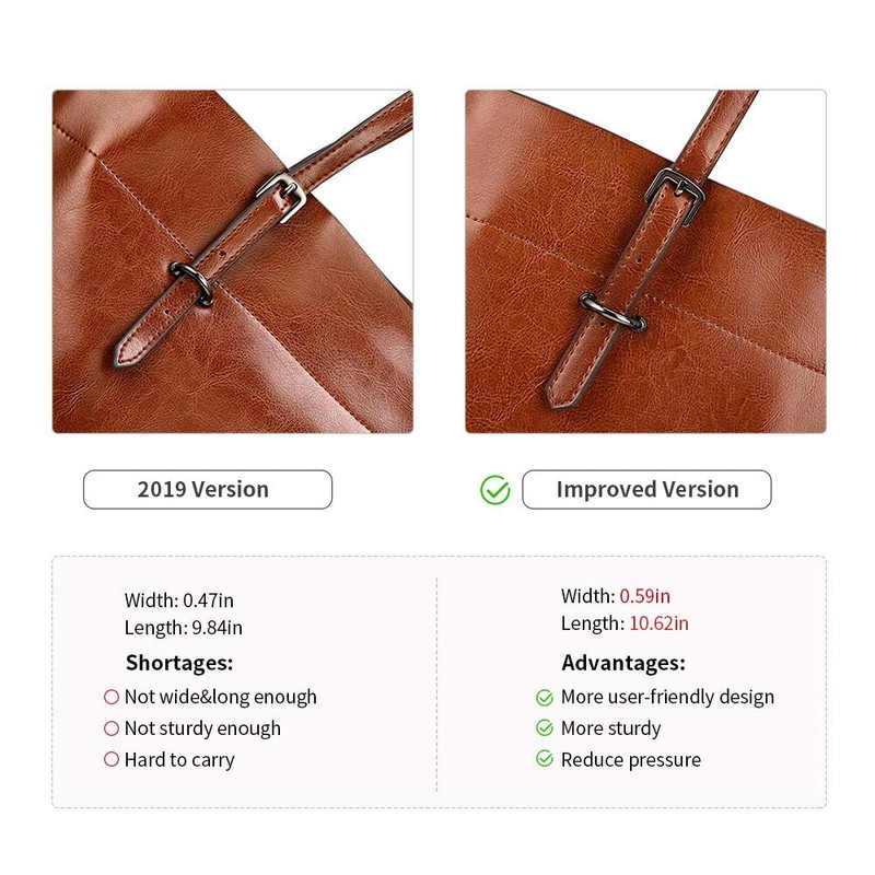 Kattee Vintage Genuine Leather Tote Shoulder Bag for Women Satchel