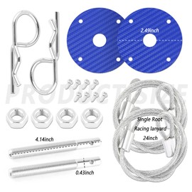 Carbon Fiber Engine Hood Pins Kit for Car,Stainless Steel Hood Lock Clip for Fixing Car Hood Cover,Universal Automotive Exterior Accessories for Most Cars SUVs Trucks (Carbon Fiber Blue)