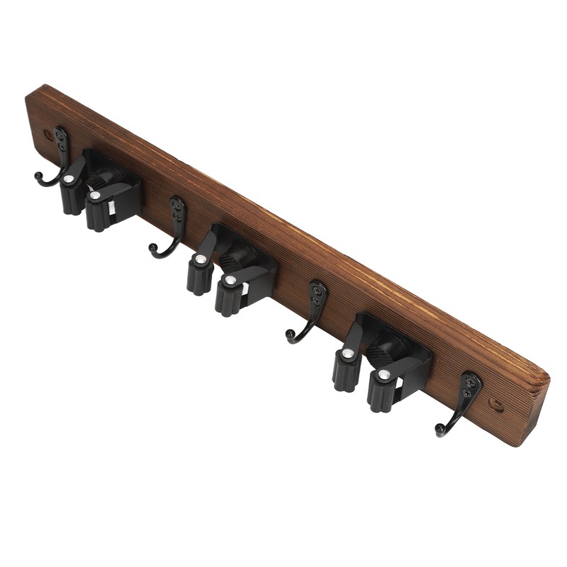 2pcs Mop Broom Holder 3 Positions 4 Hooks Wall Mount