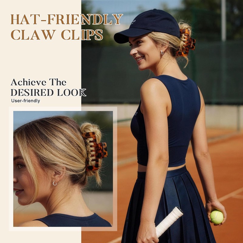 6 Pcs Hat Claw Clip for Women, Hat-Friendly Claw Clips