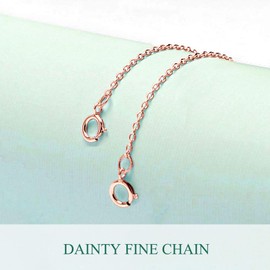Winnicaca S925 Sterling Silver Chain Extension Necklace Extender Bracelet Extender Chains for Jewellery Making Chain Extender 2-Piece Set, Silver