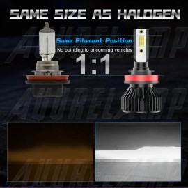 AuureLamp 4x LED Headlight For Can-Am Defender HD5 HD8 HD10 Combo Bulbs H11+H11 Light Kit