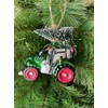 Sass & Belle Festive Tractor Shaped Bauble Green