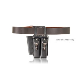 LAUTUS Leather Tool Holder with 3 Pockets for Pliers, Folding Rule, Screwdriver and Knife Snap, Fits Belts up to 2-Inch Wide