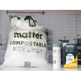 Matter Compostable Tall Kitchen Bag 13 Gallon with Drawstring, Non-Scented, 60 Ct