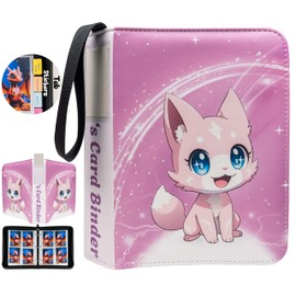 Cute Trading Card Binder 440 Pockets for Girls Gifts-Name Card, Tab Stickers for Sorting, 55 Sleeves-4 Pocket Cards Binders Zipper Book Holder Case-Baseball Football Sports Tcg Cards Binder