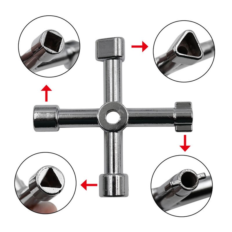 4-Way Multifunctional Utilities Key for Water Gas Meter Box Cupboard